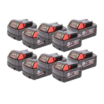 Milwaukee M18 B5 18v REDLITHIUM 5.0Ah Li-Ion Battery x10 Pack