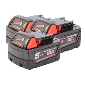 Milwaukee M18 B5 18v REDLITHIUM 5.0Ah Li-Ion Battery Triple Pack