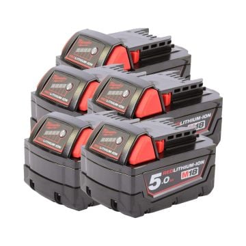 Milwaukee M18 B5 18v REDLITHIUM 5.0Ah Li-Ion Battery 5 Pack
