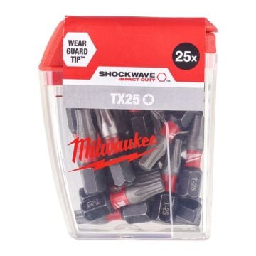 Milwaukee SHOCKWAVE TX25 25mm Impact Screwdriver Bits x25 Pcs 4932430880