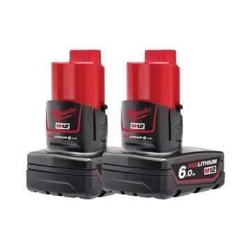 Milwaukee M12 B6 12v 6.0Ah Li-Ion Battery Twin Pack