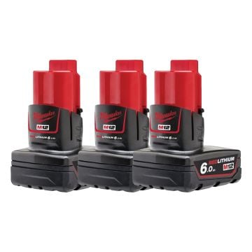 Milwaukee M12 B6 12v 6.0Ah Li-Ion Battery Triple Pack