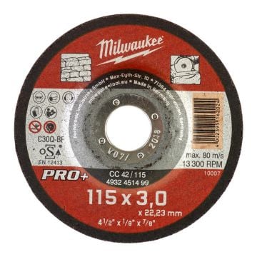 Milwaukee 4932451499 115mm x 3mm CC 42 Pro+ Stone Cutting Disc