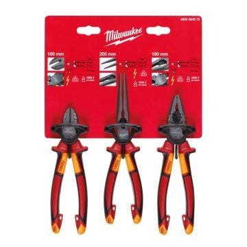 Milwaukee 4932464575 VDE Pliers Set x3 Pcs