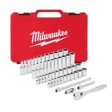 Milwaukee 1/4" Drive Ratchet & Socket Set SAE & Metric x50 Pcs 4932464944