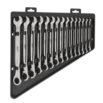 Milwaukee MAX BITE Ratchet Metric Combination Spanner Set x15 Pcs 4932464994