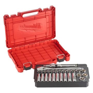 Milwaukee 1/2" Drive Ratchet & Socket Set Metric x28 Pcs 4932471864
