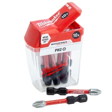 Milwaukee SHOCKWAVE Impact Duty Screwdriving Bit Set PH2 x 50mm x10 Pcs 4932472048
