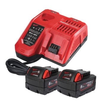 Milwaukee M18 NRGCR-502 18v Battery & Charger Kit Inc 2x CR 5.0Ah Batteries