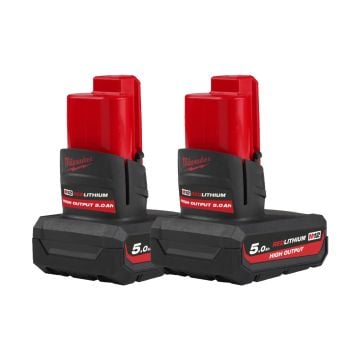Milwaukee M12 HB5 12v 5.0Ah HIGH OUTPUT Li-Ion Battery Twin Pack