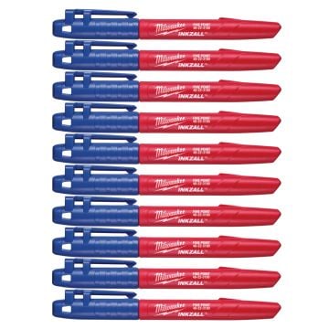 Milwaukee 4932492126 INKZALL Fine Point Jobsite Marker Blue Pack x10 Pcs