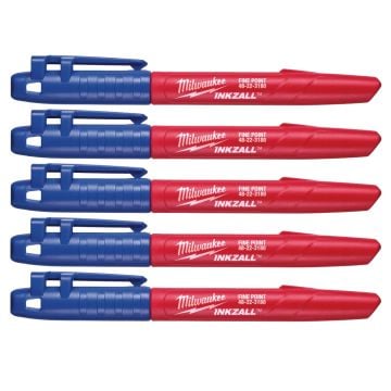 Milwaukee 4932492126 INKZALL Fine Point Jobsite Marker Blue Pack x5 Pcs