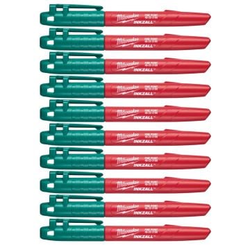 Milwaukee 4932492127 INKZALL Fine Point Jobsite Marker Green Pack x10 Pcs