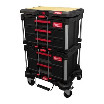 Milwaukee PACKOUT 4 Piece Transportation Kit Inc 1x Work Surface 1x 2 Drawer/1x 3 Drawer Tool Box + Trolley