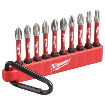 Milwaukee SHOCKWAVE Impact Duty Screwdriver Carabiner Bit Set x10 Pcs 4932492939