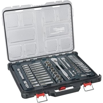 Milwaukee PACKOUT 1/4" & 1/2" Drive Ratchet & Socket Set x63 Pcs 4932493661