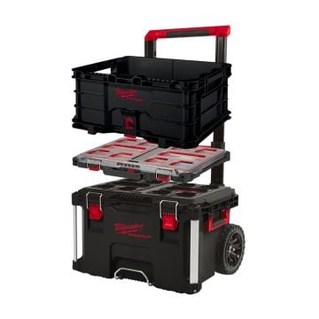 Milwaukee PACKOUT 3 Piece Kit Inc 1x Slim Organiser 1x Crate + Trolley Box 4932493927