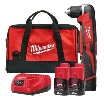 Milwaukee C12 RAD-202B 12v Cordless Sub Compact Right Angle Drill Inc 2x 2.0Ah Batts