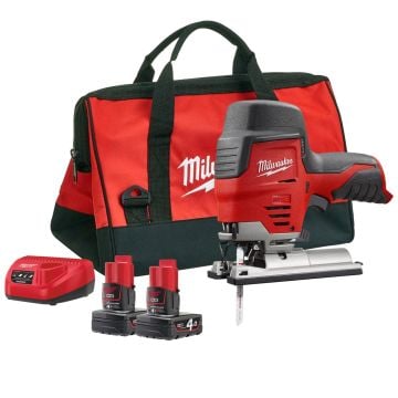 Milwaukee M12 JS-402B 12v Cordless Sub Compact Jigsaw Inc 2x 4.0Ah Batts