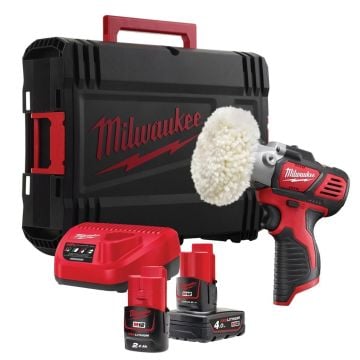 Milwaukee M12 BPS-421X 12v Sub Compact Polisher/Sander Inc 1x 4.0Ah & 1x 2.0Ah Battery