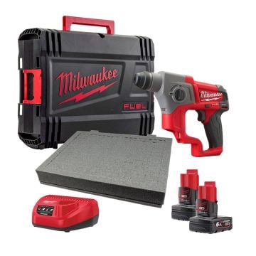 Milwaukee M12 FUEL CH-602X 12v Sub Compact SDS+ Hammer Drill Inc 2x 6.0Ah Batts