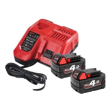 Milwaukee M18 NRG-402 18v Battery & Charger Kit Inc 2x 4.0Ah Batteries