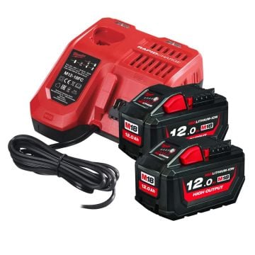 Milwaukee M18 HNRG-122 18v HIGH OUTPUT Battery & Charger Kit Inc 2x 12.0Ah Batts