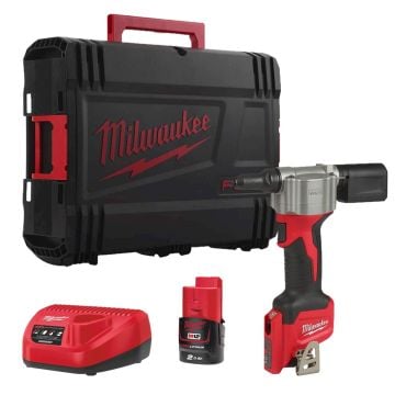 Milwaukee M12 BPRT-201X 12v Cordless Brushless Sub Compact 20mm Rivet Gun Inc 1x 2.0Ah Battery