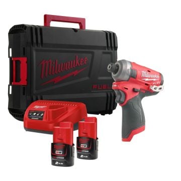Milwaukee M12 FUEL SURGE FQID-202X 12v 1/4" Hex Brushless Hydraulic Impact Driver Inc 2x 2.0Ah Batts