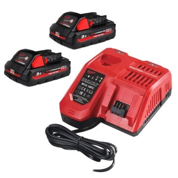 Milwaukee M18 HNRG-302 18v HIGH OUTPUT 3.0Ah Battery & Charger Kit Inc 2x 3.0Ah Batts