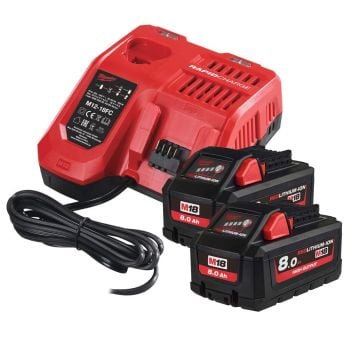 Milwaukee M18 HNRG-802 18v HIGH OUTPUT Battery & Charger Kit Inc 2x 8.0Ah Batts