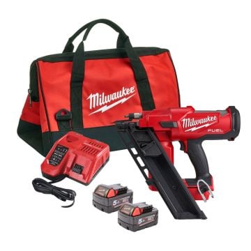 Milwaukee M18 FUEL FFN-502C 18v First Fix Framing Nailer Kit Inc 2x 5.0Ah Batts