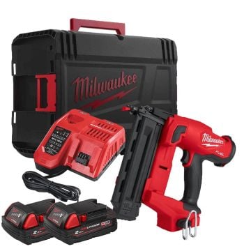 Milwaukee M18 FUEL FN18GS-202X 18v Second Fix GS Finish Nailer Kit Inc 2x 2.0Ah Batts