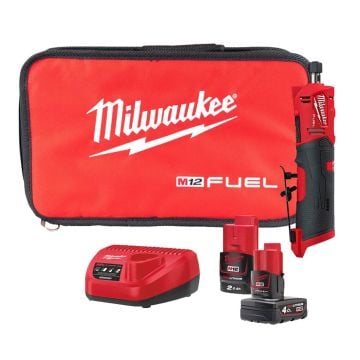 Milwaukee M12 FUEL FDGS-422B 12v Straight Die Grinder Inc 1x 2.0Ah & 1x 4.0Ah Batts