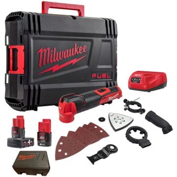 Milwaukee M12 FMT-422X 12v Fuel Brushless Multi Tool Kit Inc 1x 4.0Ah & 1x 2.0Ah Batts In Carry Case