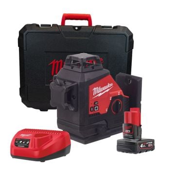 Milwaukee M12 3PL-401C 12v Green 360° 3 Plane Laser Inc 1x 4.0Ah Battery