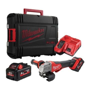 Milwaukee M18 FUEL ONEFSAG115XPDB-552X ONE-KEY 18v 115mm Braking Angle Grinder Inc 2x 5.5Ah Batts