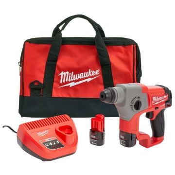 Milwaukee M12 CH-202B 12v Sub Compact SDS+ Hammer Drill Inc 2x 2.0Ah Batts