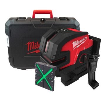 Milwaukee M12 CLL4P-0 12v Green Cross Line Laser With 4 Points Body Only In Carry Case