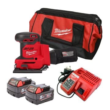Milwaukee M18 BQSS-502B 18v Cordless 1/4 Sheet Sander Inc 2x 5.0Ah Batts In Carry Case