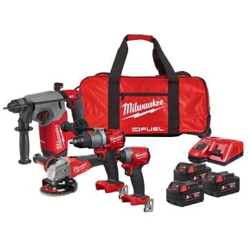 Milwaukee M18 FUEL FPP4Z-503B 18v 4 Piece Powerpack Kit Inc 3x 5.0Ah Batteries