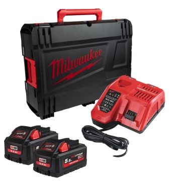 Milwaukee M18 HNRG-552X 18v HIGH OUTPUT Battery & Charger Kit Inc 2x 5.5Ah Batts In Carry Case