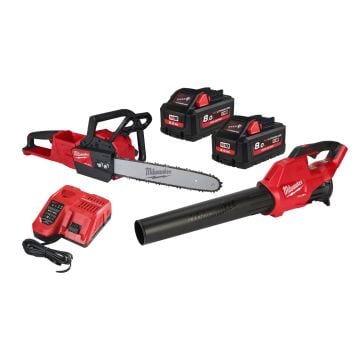 Milwaukee M18 FUEL FPP2OP2-802 18v Chainsaw & Blower Powerpack Kit Inc 2x 8.0Ah HO Batts