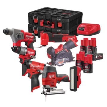 Milwaukee M12 FUEL FPP7A2-624P 12v 7 Piece Powerpack Kit Inc 2x 6.0Ah & 2x 2.0Ah Batts