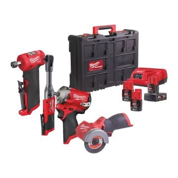 Milwaukee M12 FUEL FPP4B-623P 12v 4 Piece Combo Kit Inc 2x 2.0Ah & 1x 6.0Ah Battery
