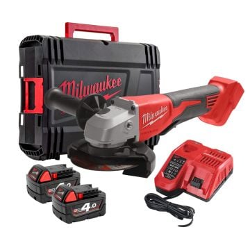Milwaukee BLSAG115XPD-402X 18v Brushless 115mm Angle Grinder Inc 2x 4.0Ah Batts