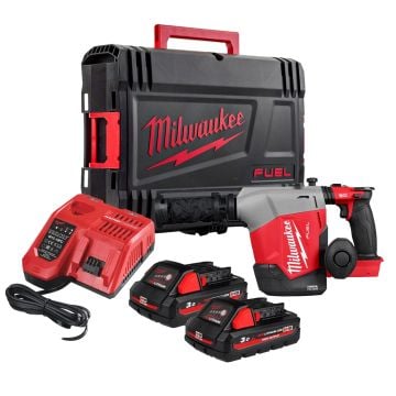 Milwaukee M18 FUEL ONE-KEY FHAFOH16-302X Brushless SDS+ Plus Drill With Integrated Dust Extractor Inc 2x 3.0Ah Batts