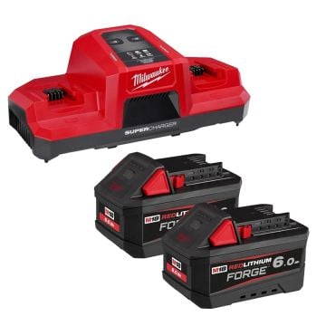 Milwaukee M18 FORGENRG-602 18v FORGE 6.0Ah Batteries & Dual Bay Super Charger Kit