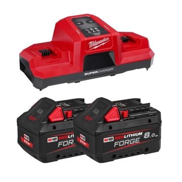 Milwaukee M18 FORGENRG-802DBSC 18v FORGE 8.0Ah Batteries & Dual Bay Super Charger Kit