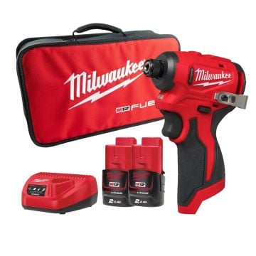 Milwaukee M12 BLIDRC-202 12v Brushless Compact Impact Driver Inc 2x 2.0Ah Batts